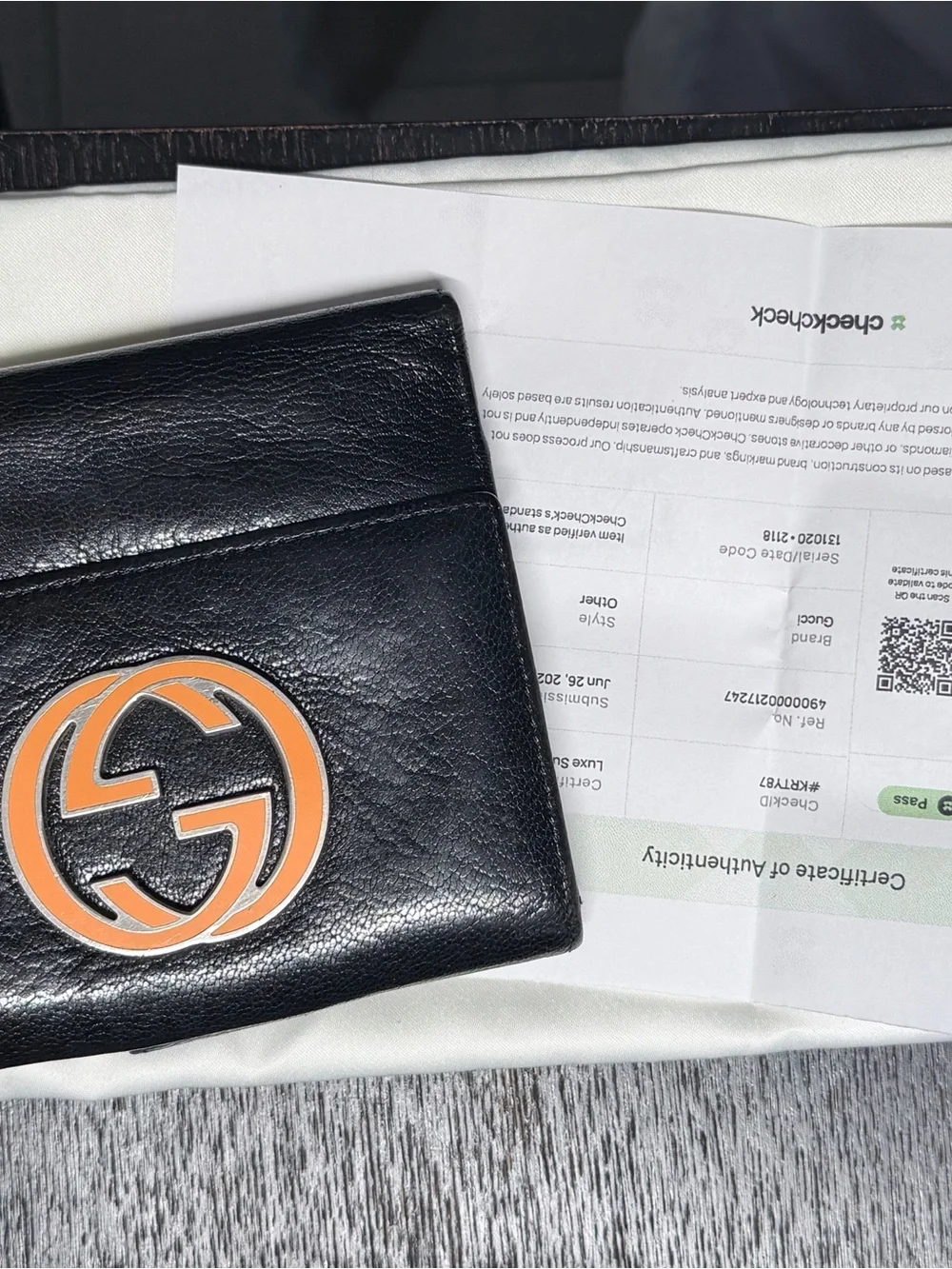 Gucci Black Leather Wallet with Orange Interlocking GG